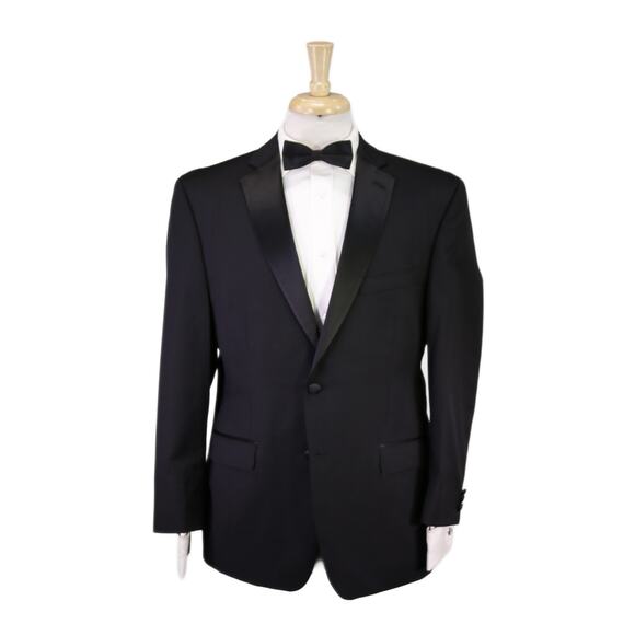 Calvin Klein Black Formal Tuxedo 2-Btn Wool Suit Blazer and Pants 42S - Picture 1 of 10